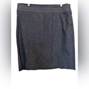 Ann Taylor LOFT Pencil Skirt Dark Blue Side Zip Double Back Vent Womens Size 14